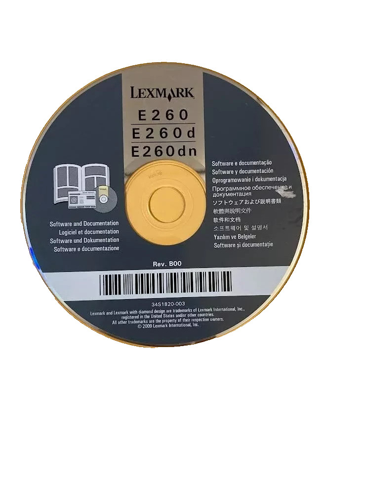 Lexmark E260 E260d E260dn CD DVD Software & Documentation Driver 34S1820-003