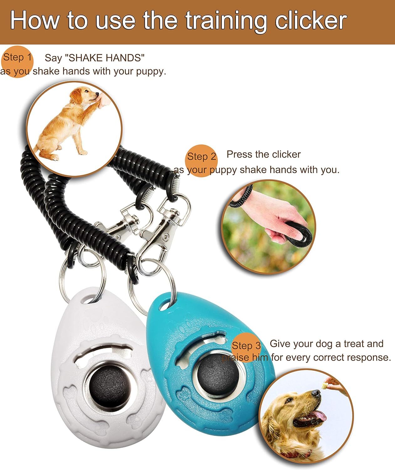 Training Clicker for Pet Like Dog Cat Horse Bird Dolphin Puppy with Wrist...