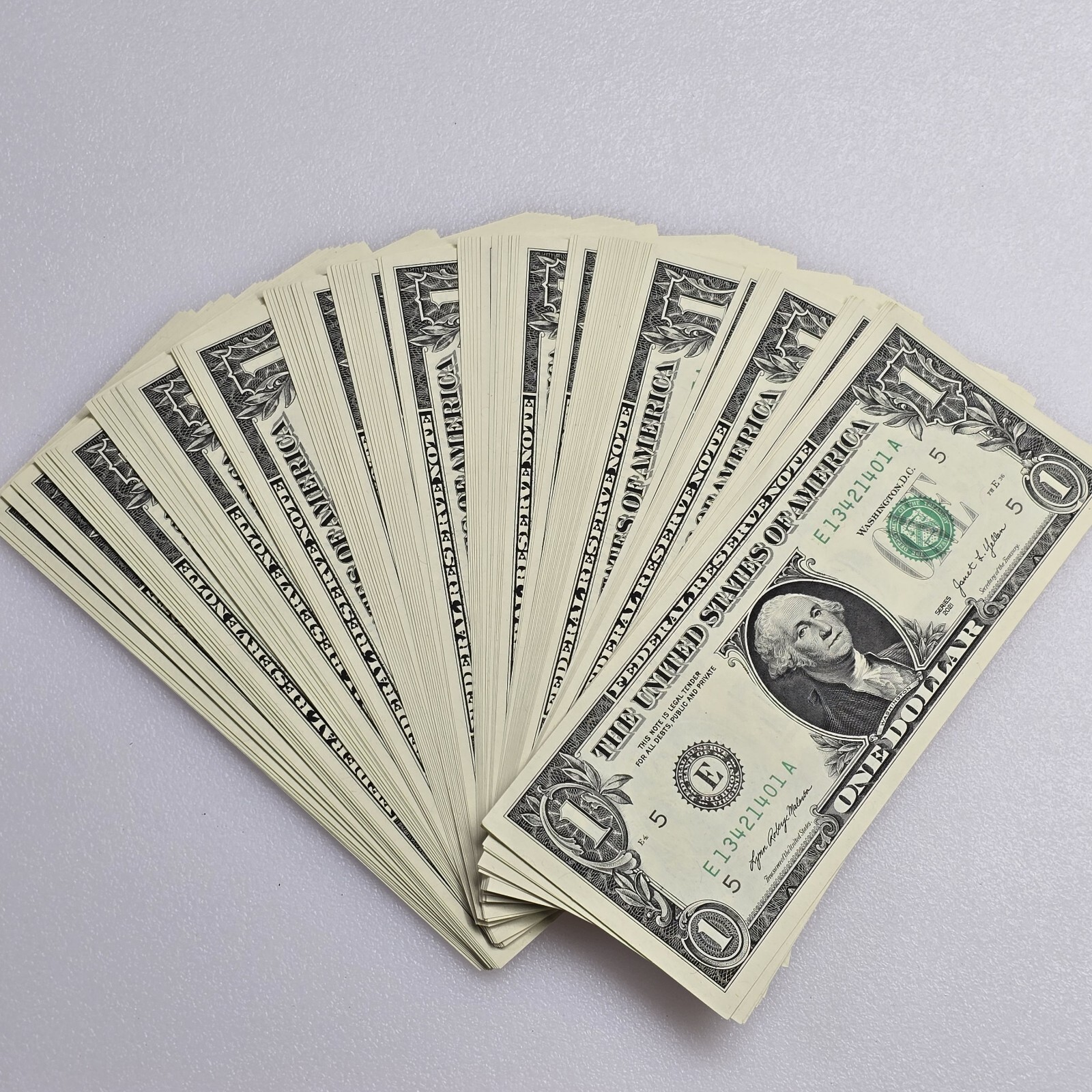 NEW 2021 Series Uncirculated Sequential ONE DOLLAR $1 Bills Lot of 10 From BEP