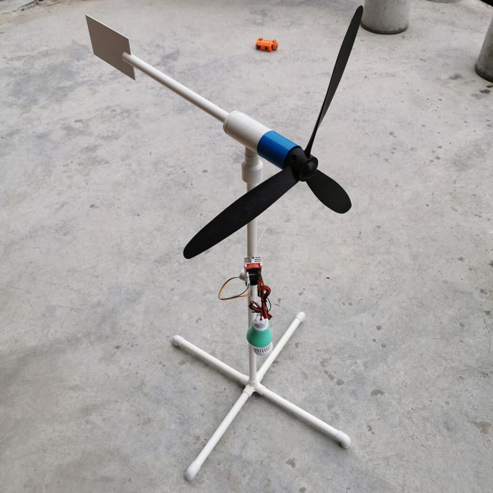 Micro Wind Turbine Spinner Generator Model Led Night Light Garden Yard Windmills