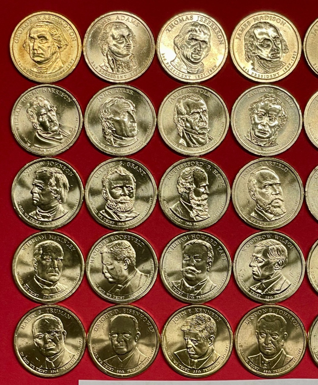 Complete Presidential Dollar Set of 40 PHILADELPHIA UNCIRCULATED Coins 2007-2020