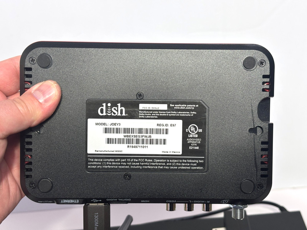 Dish Hopper 3 DVR Receiver w/ Joey Wireless Client Remote Power On Untested