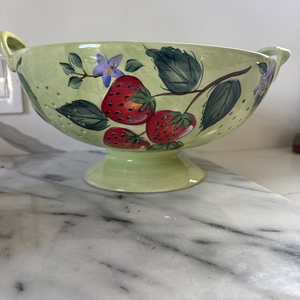 Vintage Ceramic Claire Murray Fruit Berries Strainer Colander Artificial Fruit