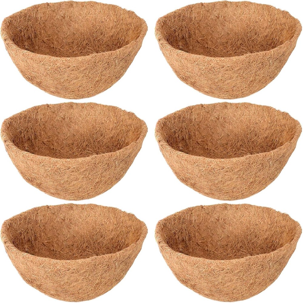 6 Pack 14" Coconut Fiber Basket Liners - Replacement