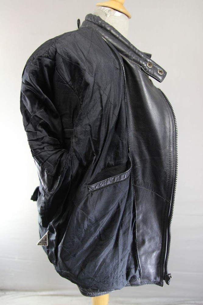 CLASSIC BLACK LEATHER BIKER JACKET 40 INCH/MEDIUM