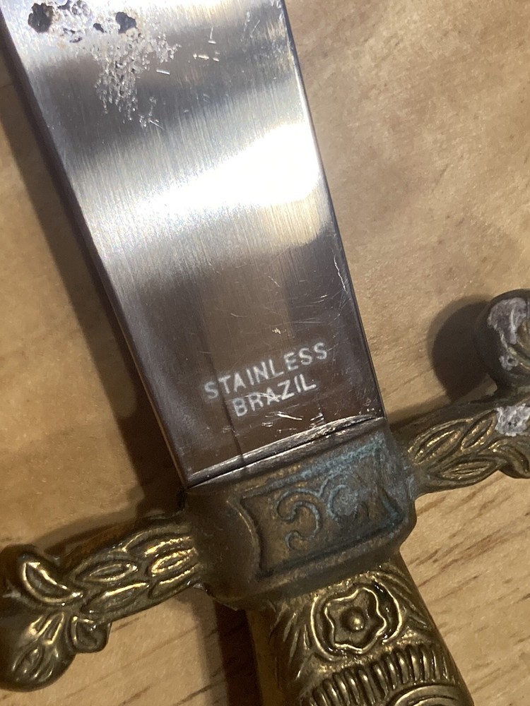 Vintage Brazil Made Fixed Blade Knife , Blade 6”