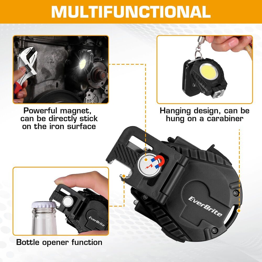 EverBrite Rechargeable COB Keychain Work Light w/Sensor Mode Magnetic Flashlight