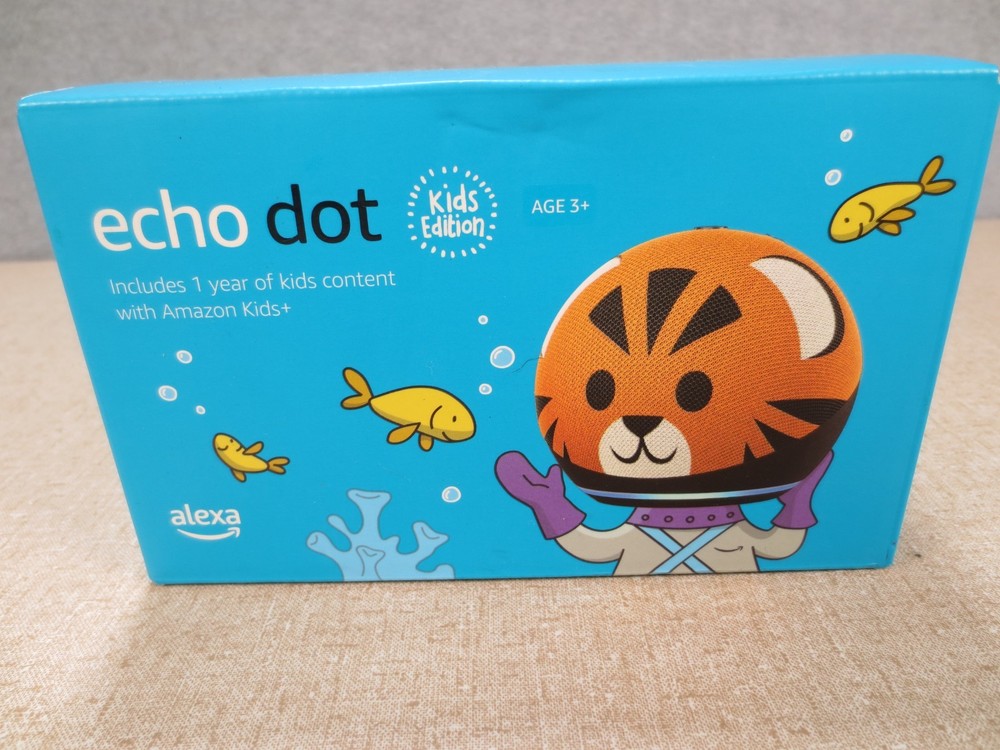 New Amazon - Echo Dot (4th Gen) Kids Edition with Parental Controls - Tiger NIB
