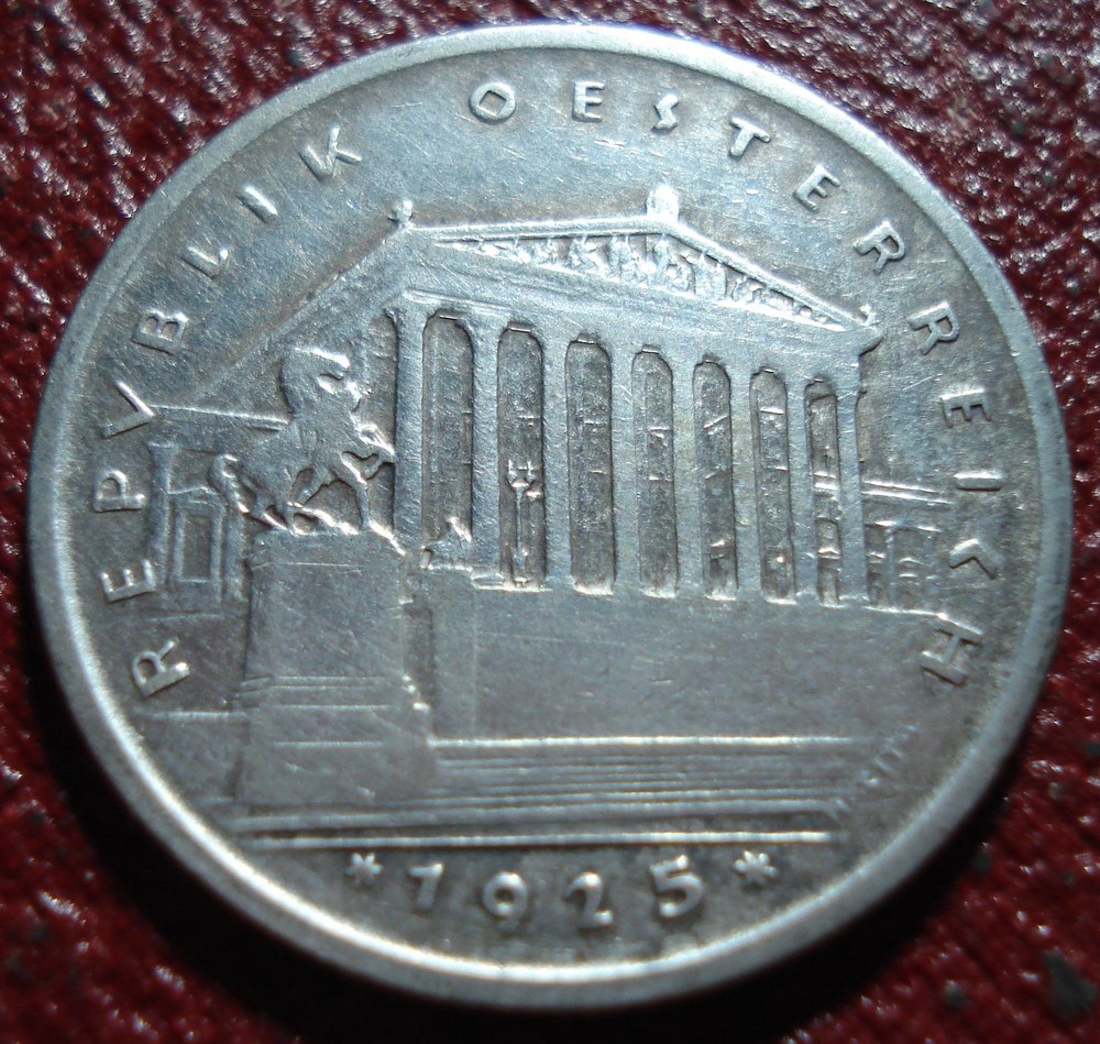 1925 AUSTRIA 1 SCHILLING IN VF CONDITION (.620 SILVER)