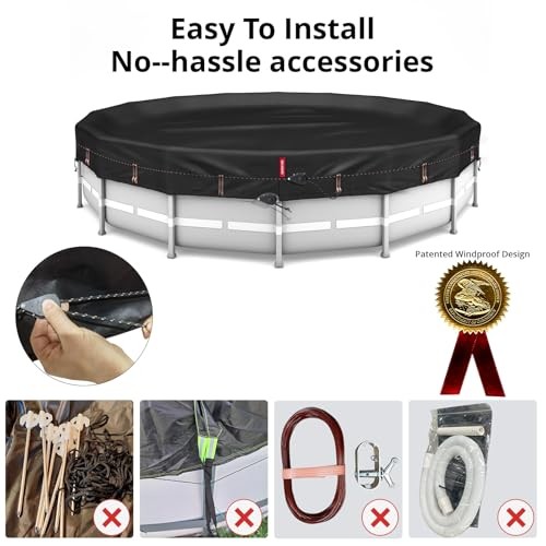 800D Winter Pool Cover 12FT Round [2025 Upgraded Heavy Duty 12Ft (Round Pool)