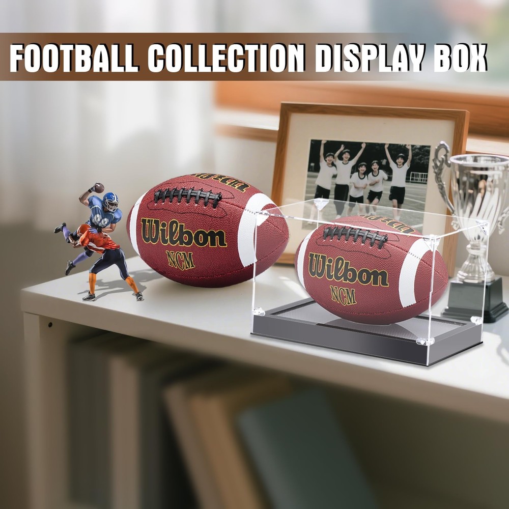 Acrylic Football Display Case with Adjustable LED