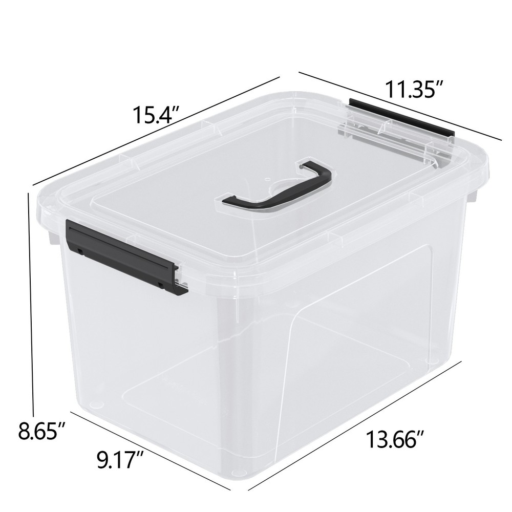 Knifefish 18 Quart Clear Plastic Box Bin with Lids and Handle, 4 Packs