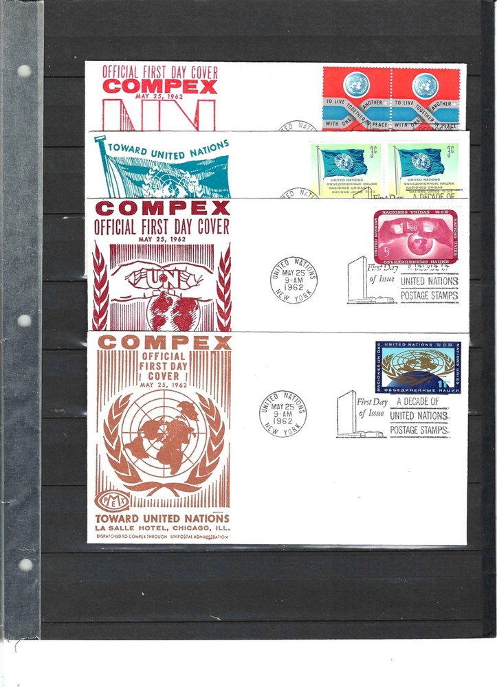 1962 REGULAR ISSUE (Singles) FDC's (Scott# 104-107) - COMPEX Cachet (602A)