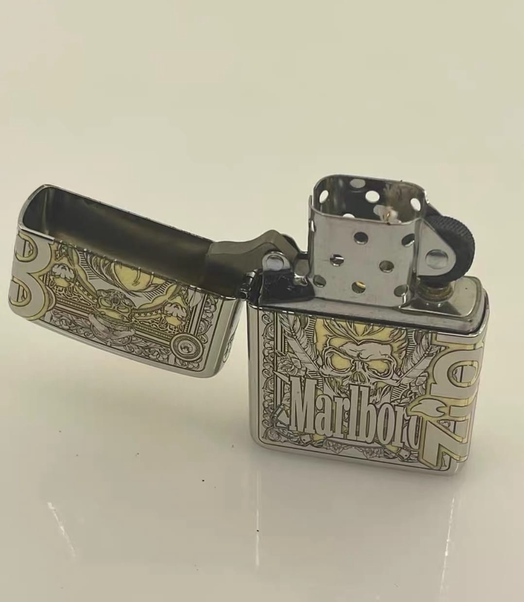 Zippo 5 Sides Marlboro Skull & Heart Mixed Lighter In A New Box