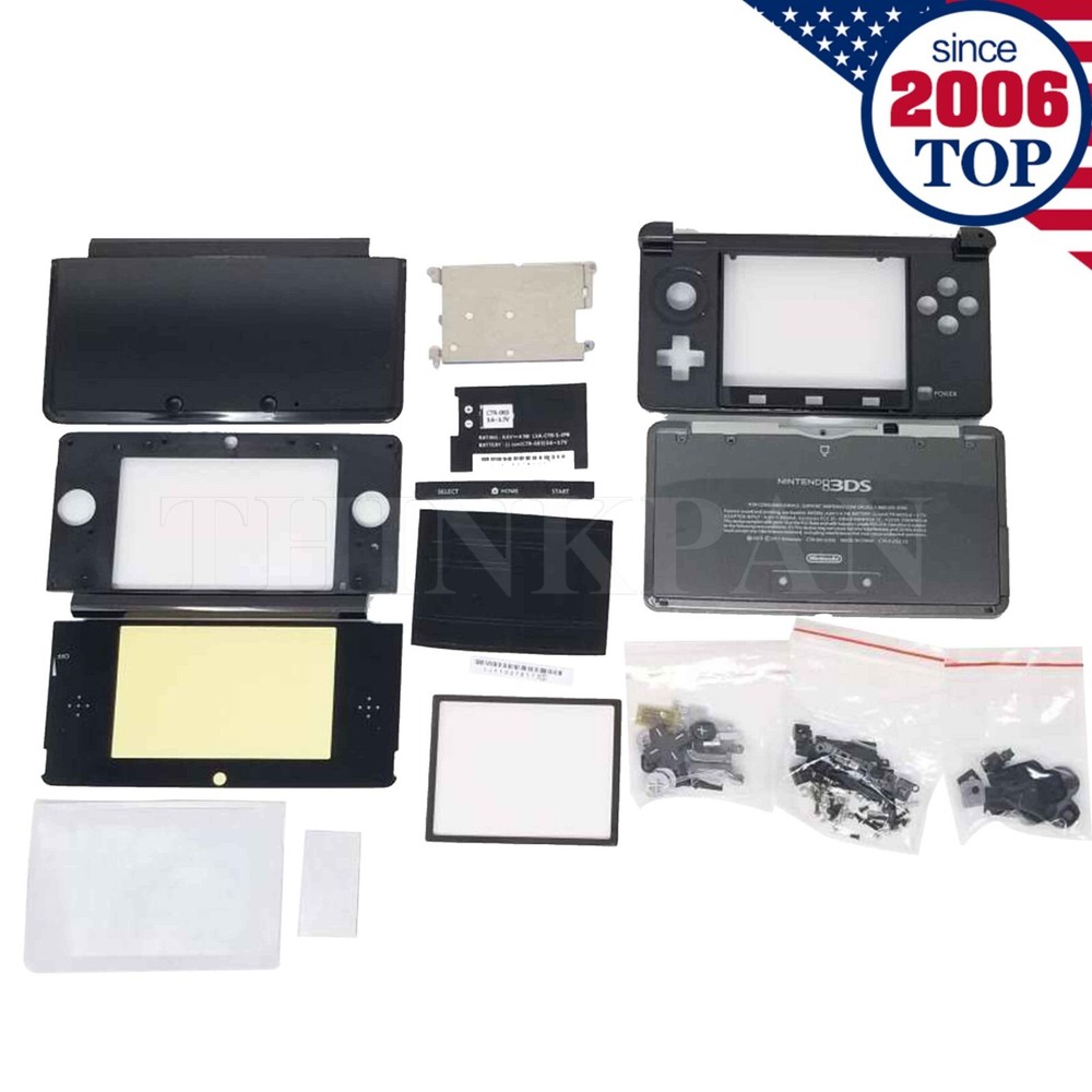 Full Housing Shell Case for Nintendo 3DS System Replacement Screen Console Black