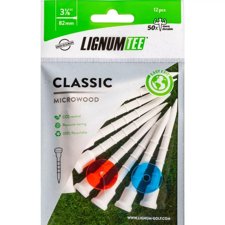 Lignum Golf Tees  Anti-Spin Flat Head Adjustable Bio-Based Durable