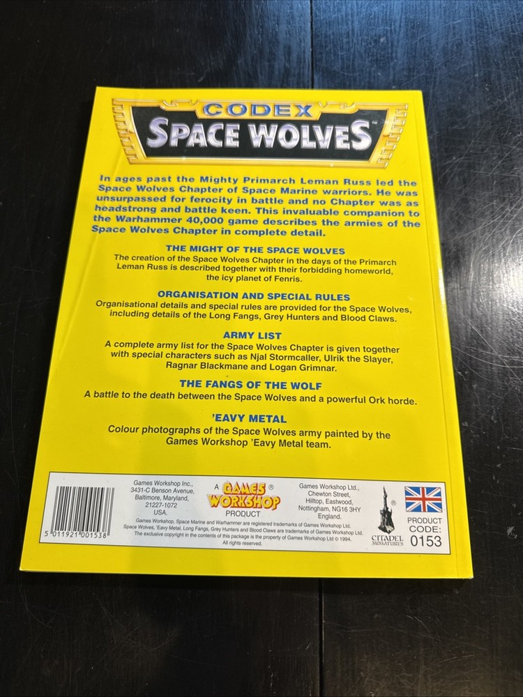 GW Warhammer 40K Codex Space Wolves (2nd Ed) VG+