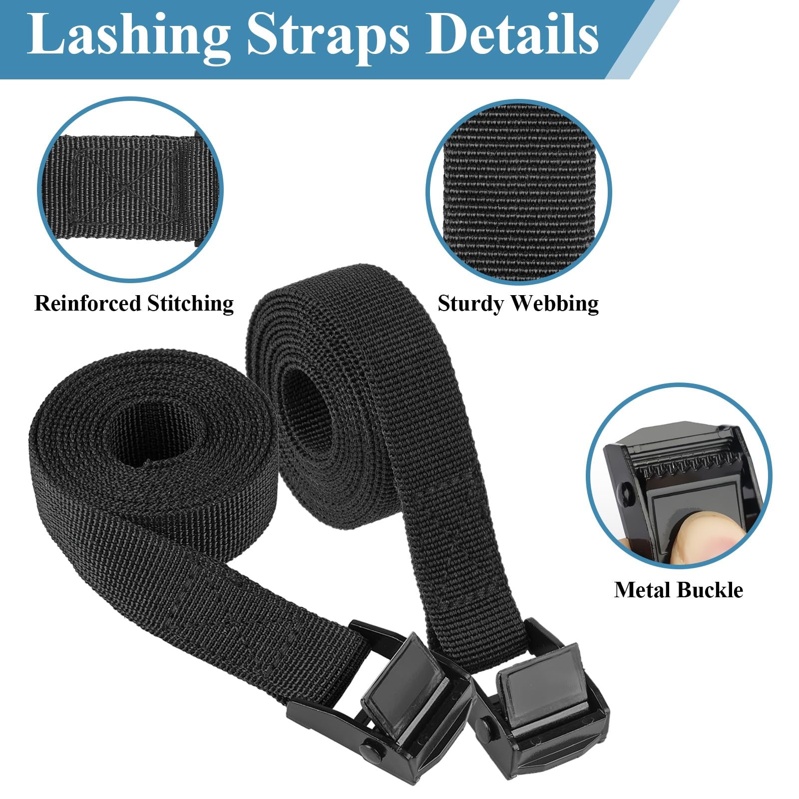 Tie Down Straps, 4 Pack Small Ratchet Straps with Buckles, Black