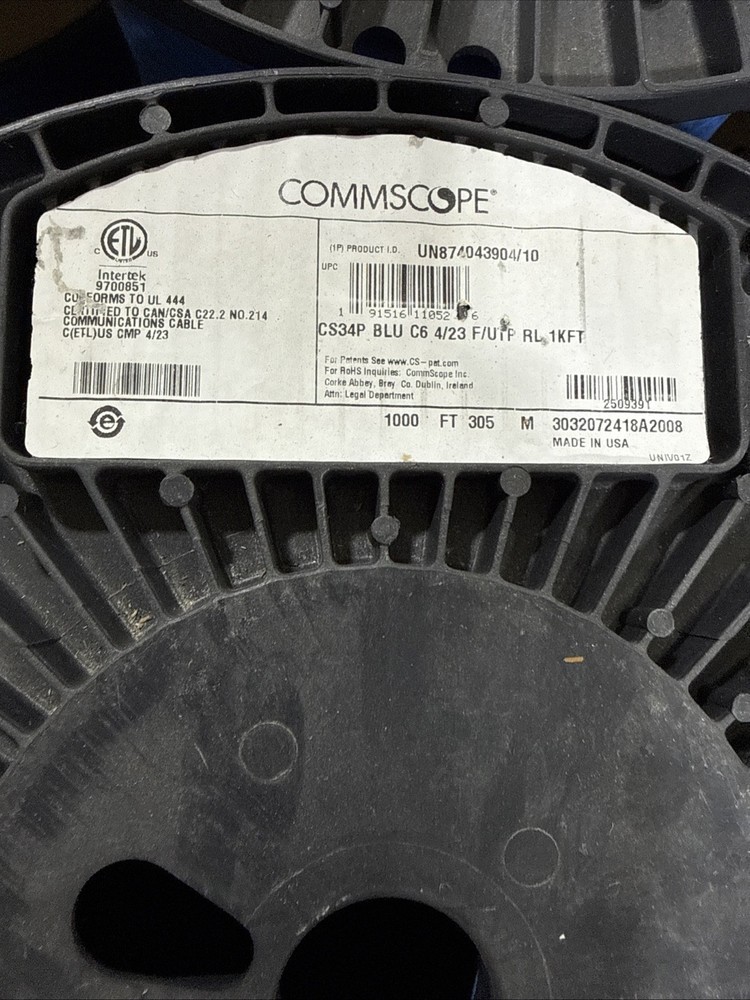Commscope 6554+ Cat6 Shielded Plenum Cable Blue