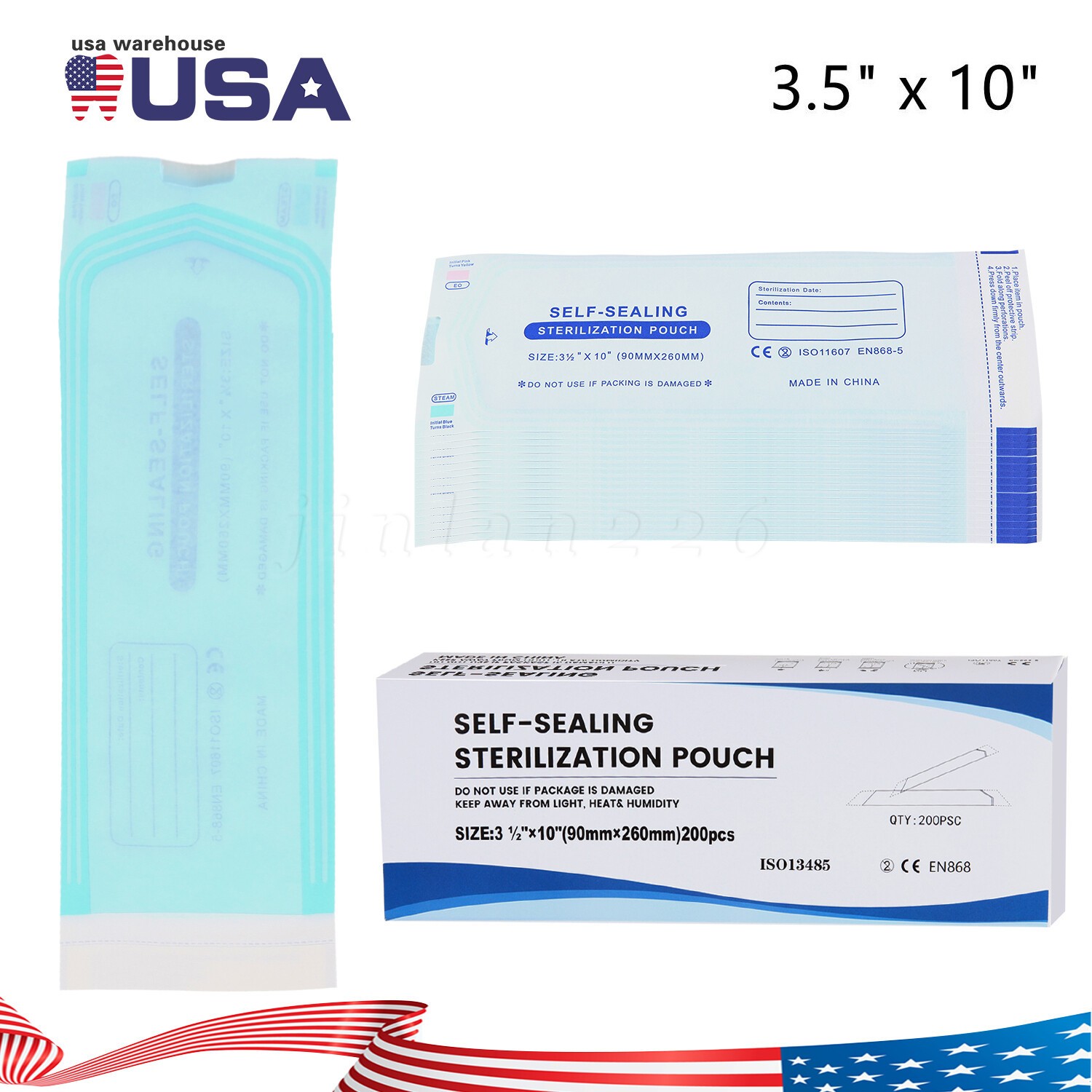 200 Self Sealing Sterilization Pouches Autoclave Pouch,Disposable Sterilizer Bag