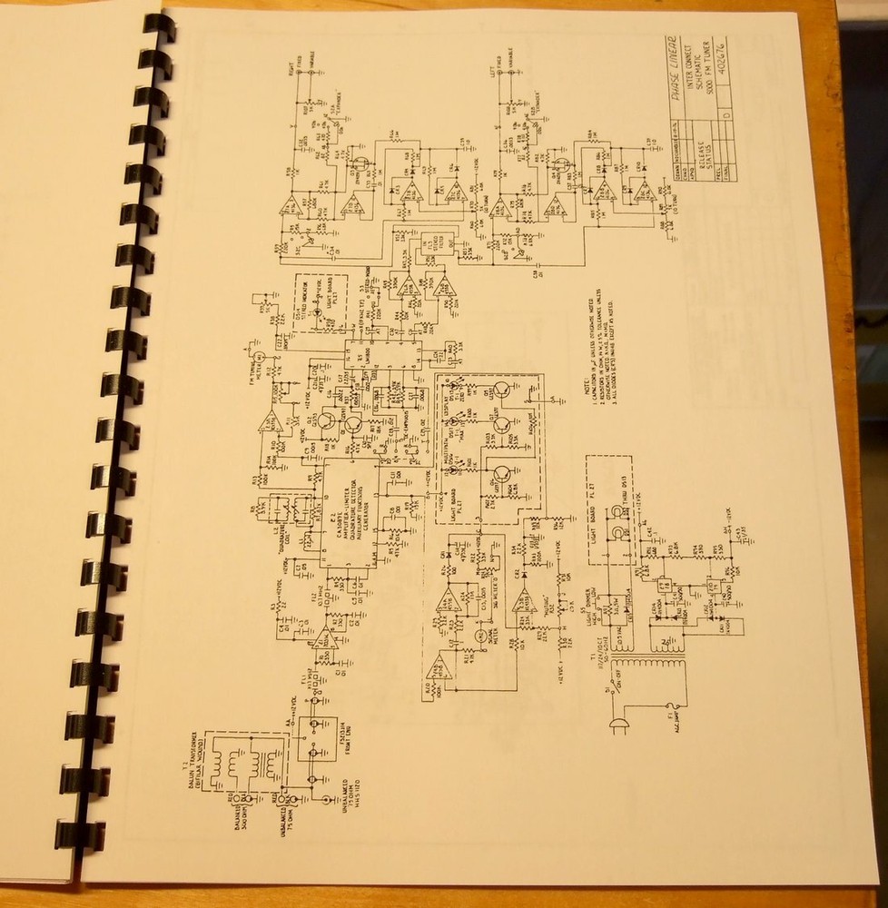 Phase Linear 5000 Stereo FM Tuner PL service manual has Service Center tech data
