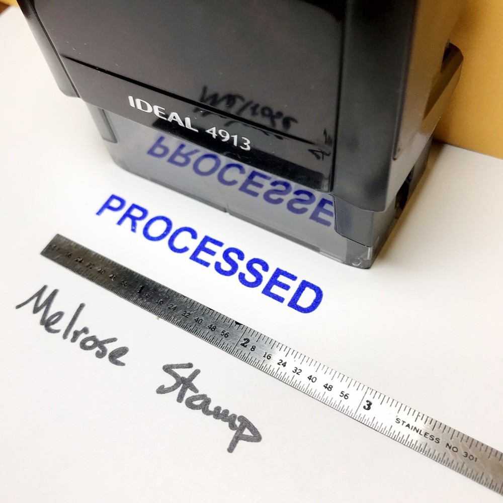 Processed Rubber Stamp Blue Ink Self Inking Ideal 4913