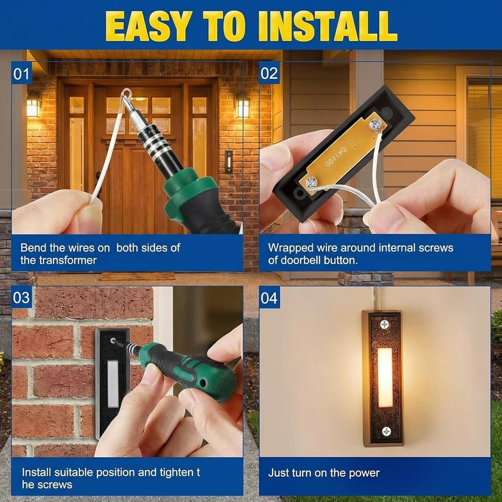 Lighted Doorbell Button Wired Replacement for Most Low-Voltage Systems Black ...