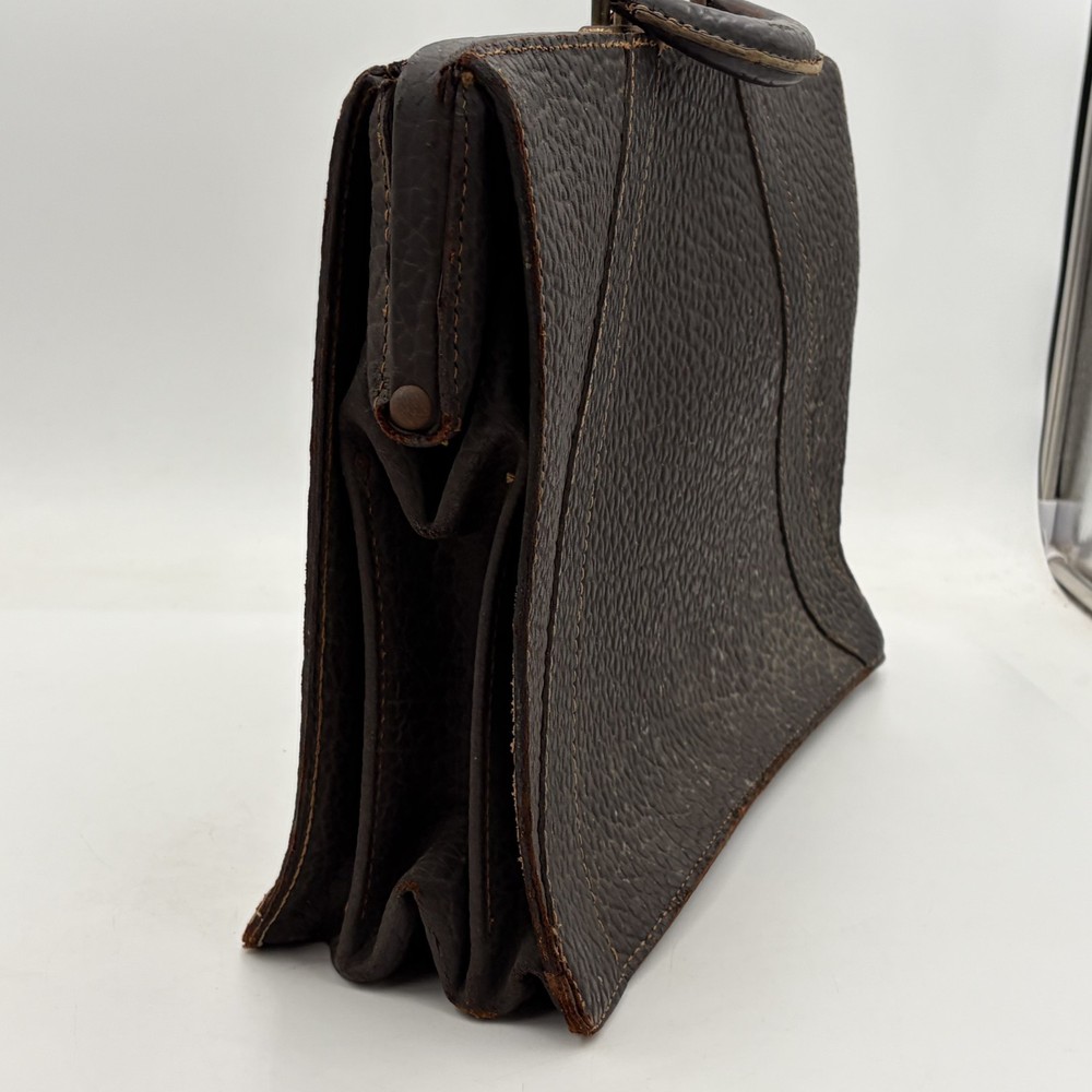 VTG WW2 ERA Case National Briefcase MFG. Co Pebble Leather Deep Buff Cowhide