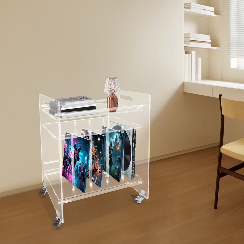 Clear Record Player Stand, Record Storage Stand, Record Player Stand Table