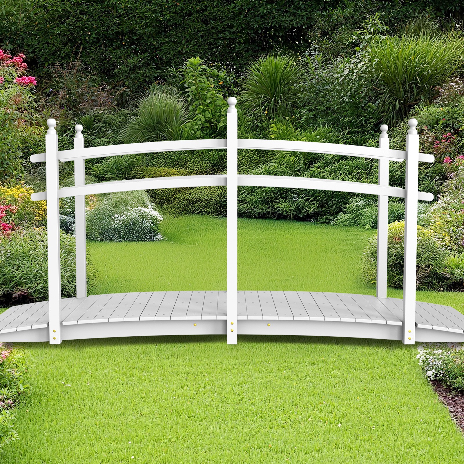 Wooden Bridge 7.5FT Fir Wood for Courtyard Outdoor Garden Stable Decoration