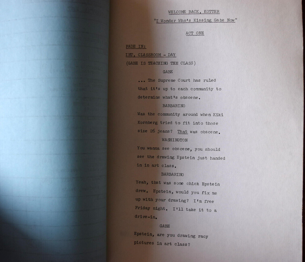 1977 Welcome Back Kotter Original Final Draft Script Screenplay