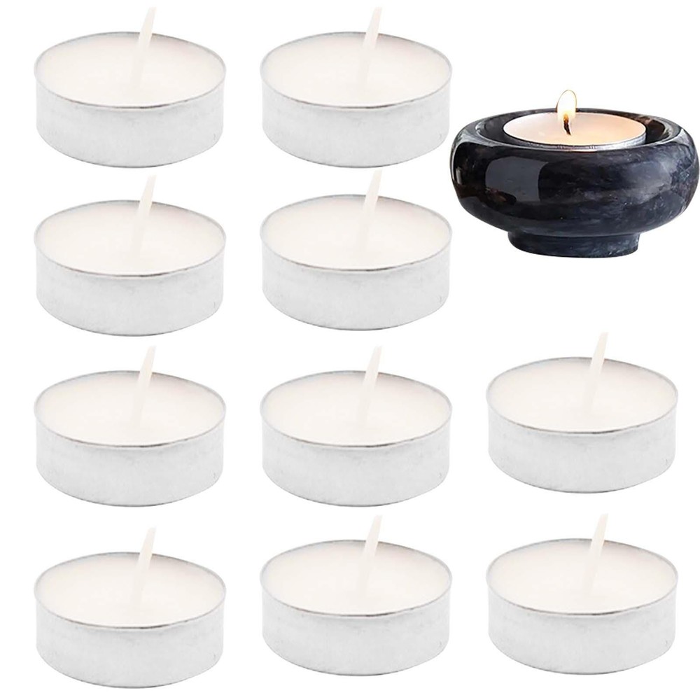 10pc White Unscented Mini Tea Light Candles Bulk 2.5Hr Smokeless Dripless