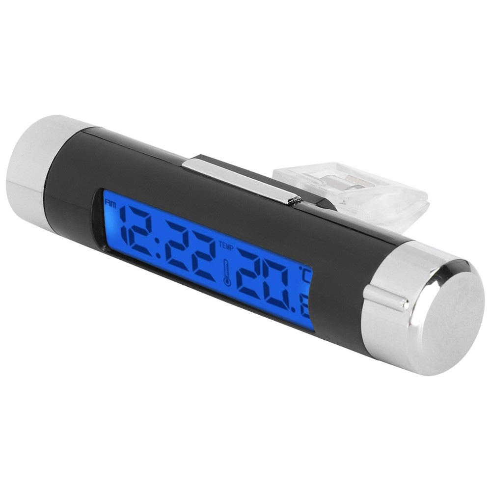 2 In 1 Electronic Clock Thermometer Portable Car Time Temperature Display Use