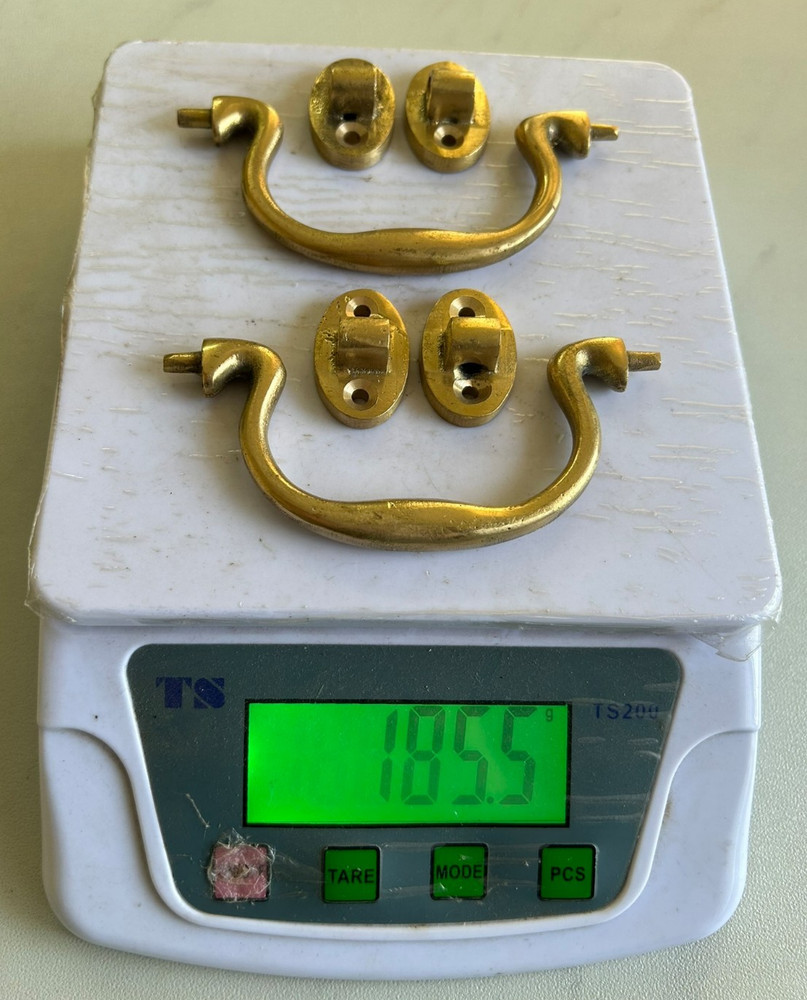 Vtg Victorian Style Brass Cabinet Drawer Door Drop Loop Handle Knob Pull 2pcs