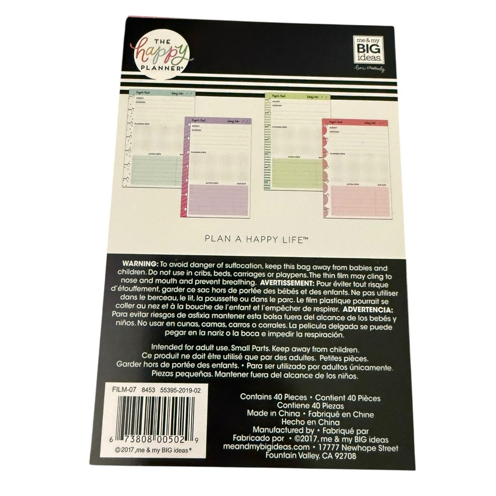 The Happy Planner Project & Goals Multicolor Note Paper 40 Sheets