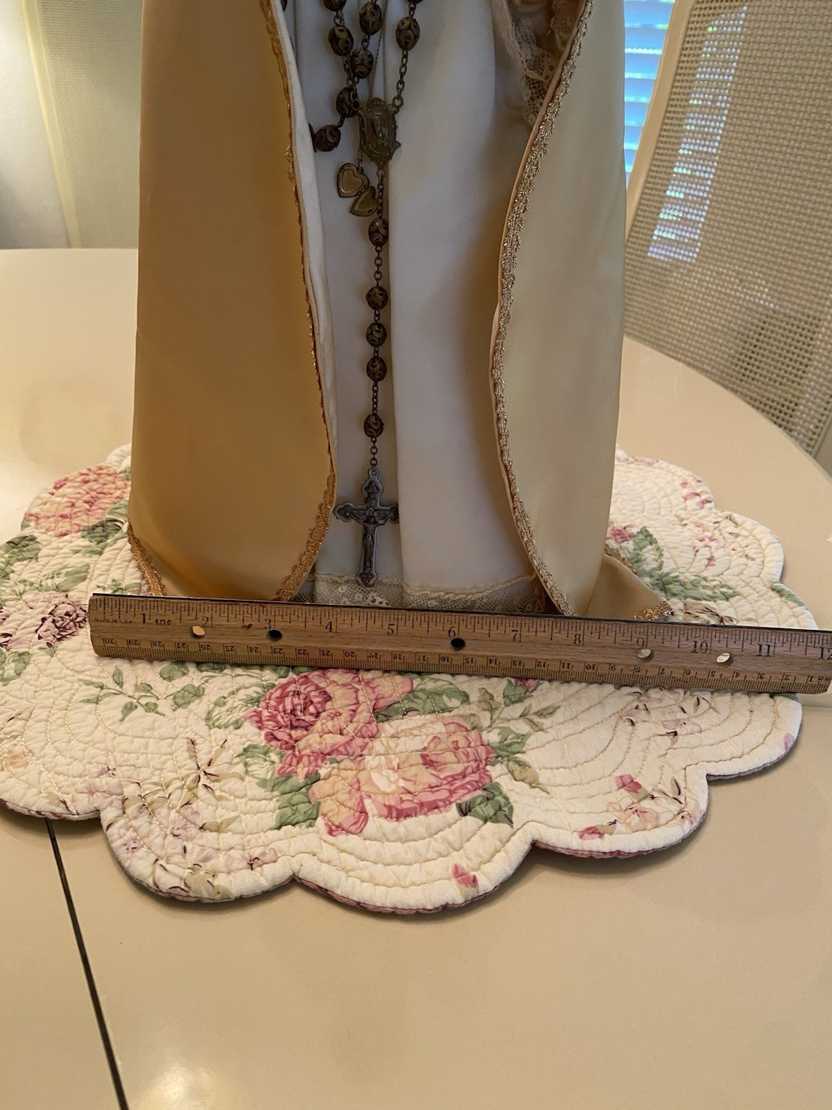 Vintage Infant Of Prague Plaster Statue With Rosary 18' Tall