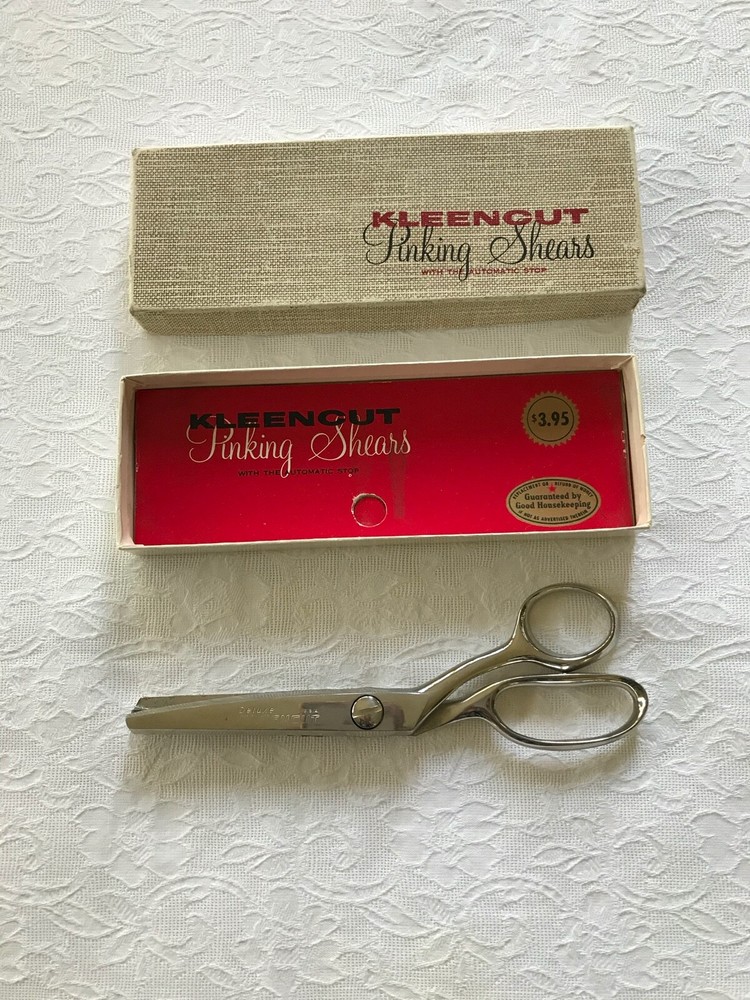 VINTAGE PINKING SHEARS WITH AUTOMATIC STOP, by KLEENCUT, ORIGINAL BOX