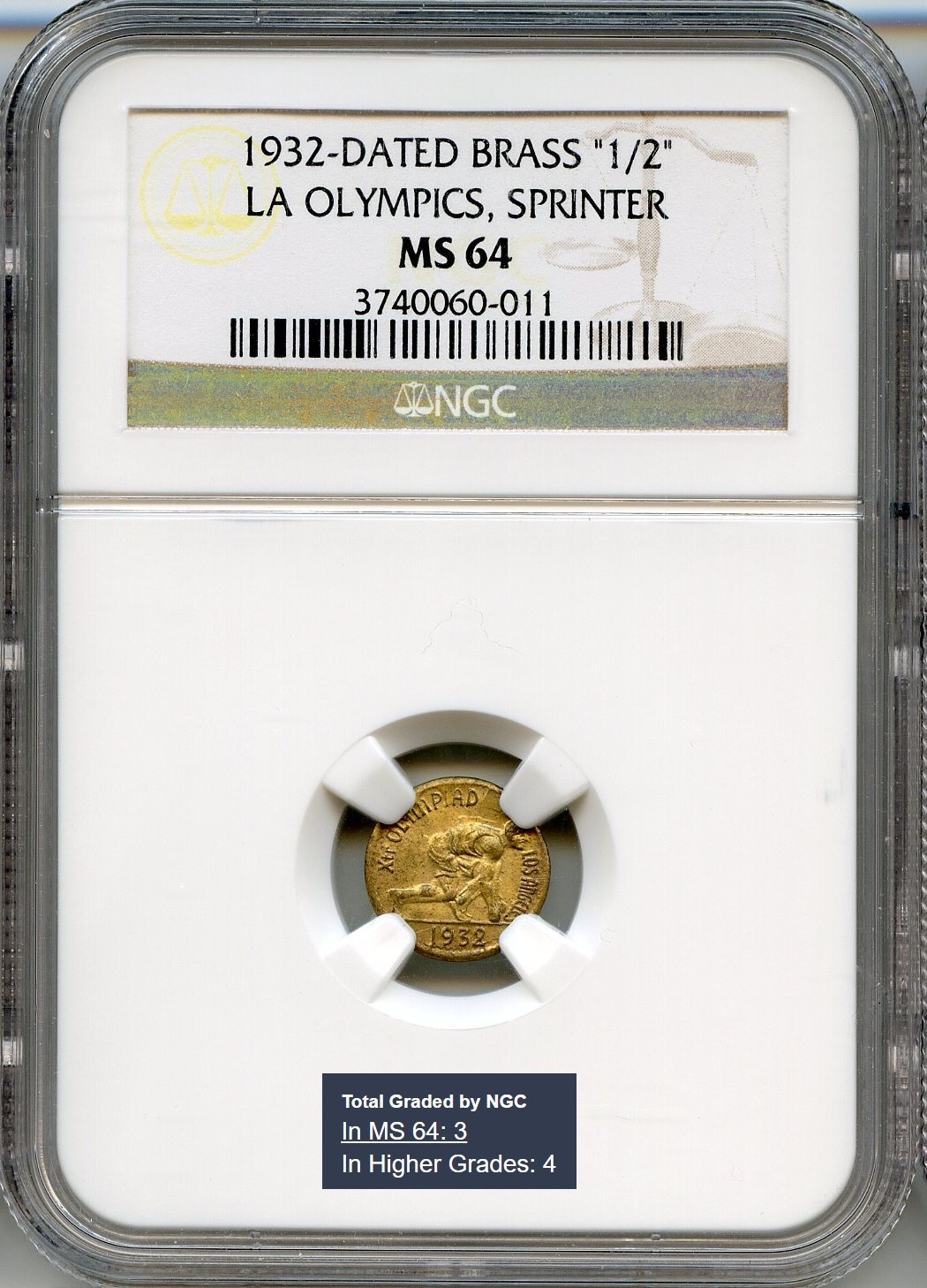 1932 1/2 California Fractional Gold / LA Olympics, Sprinter / NGC MS64 LR7
