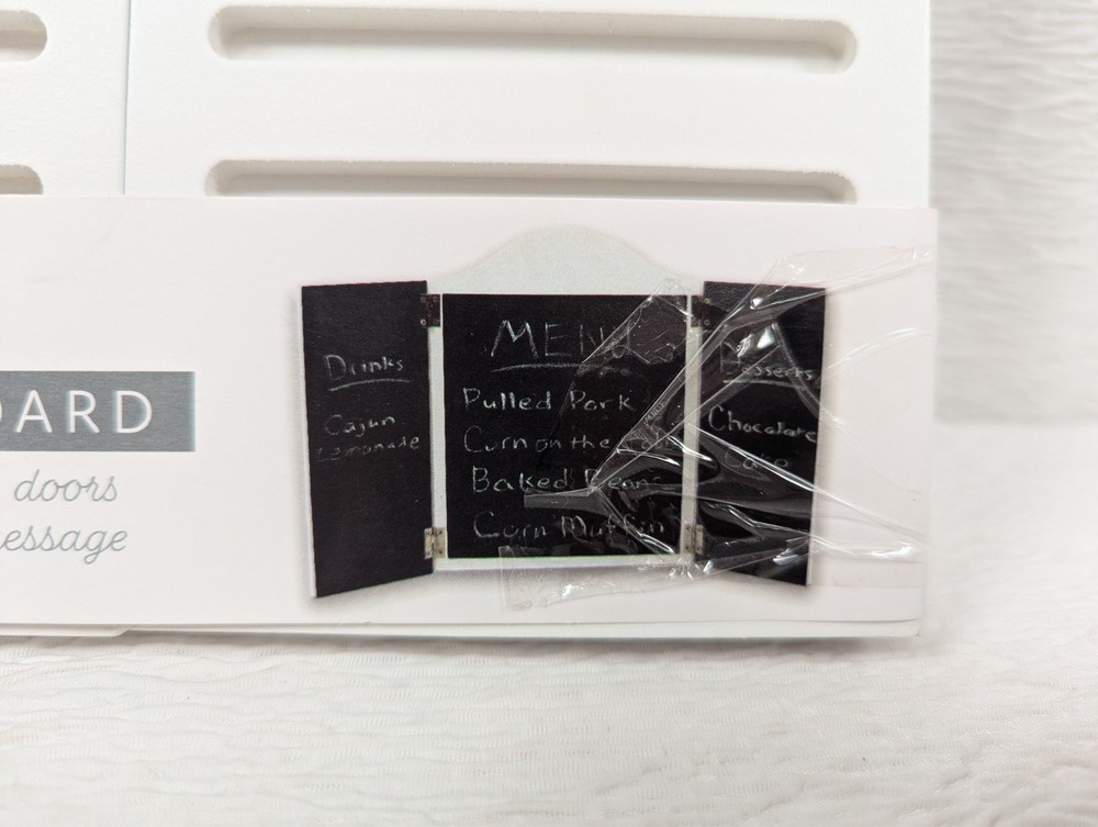 Made for Retail - White Open Shutter Doors Chalkboard