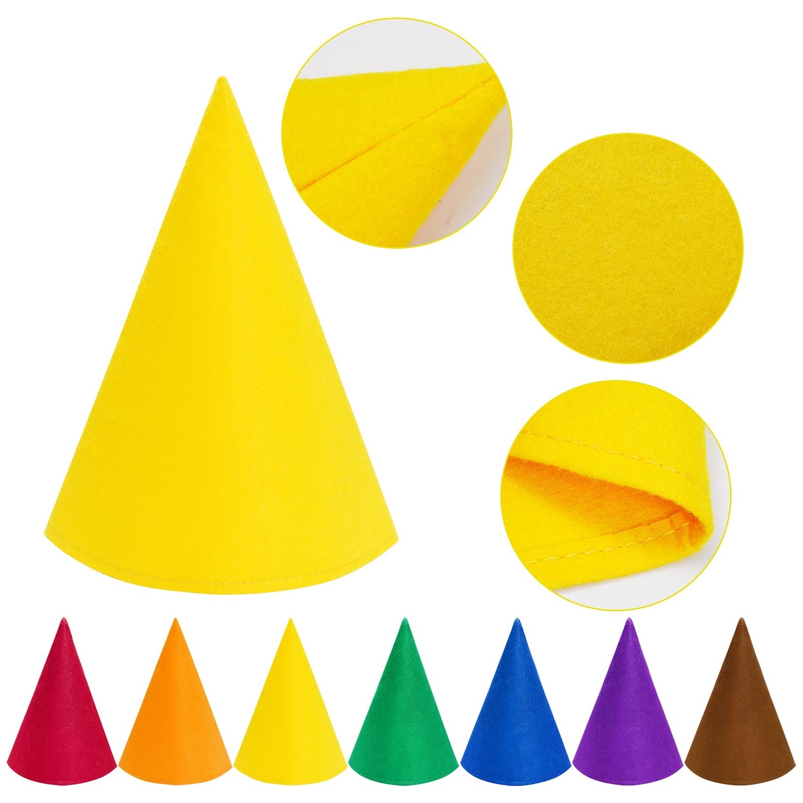 Fengek 7 Packs Christmas Gnome Hats, Felt Cone Dwarf One Size, Multicolor