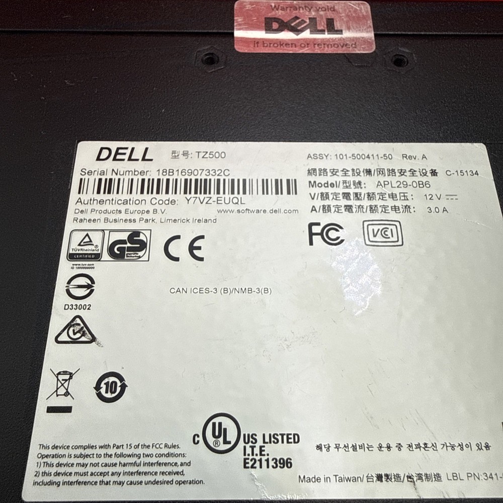 Dell SonicWall TZ500 Network Security Firewall APL29-0B6