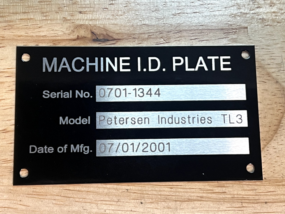 personalized restore 3 Line Data Machine ID Name Plate Tag (serial-model-date)