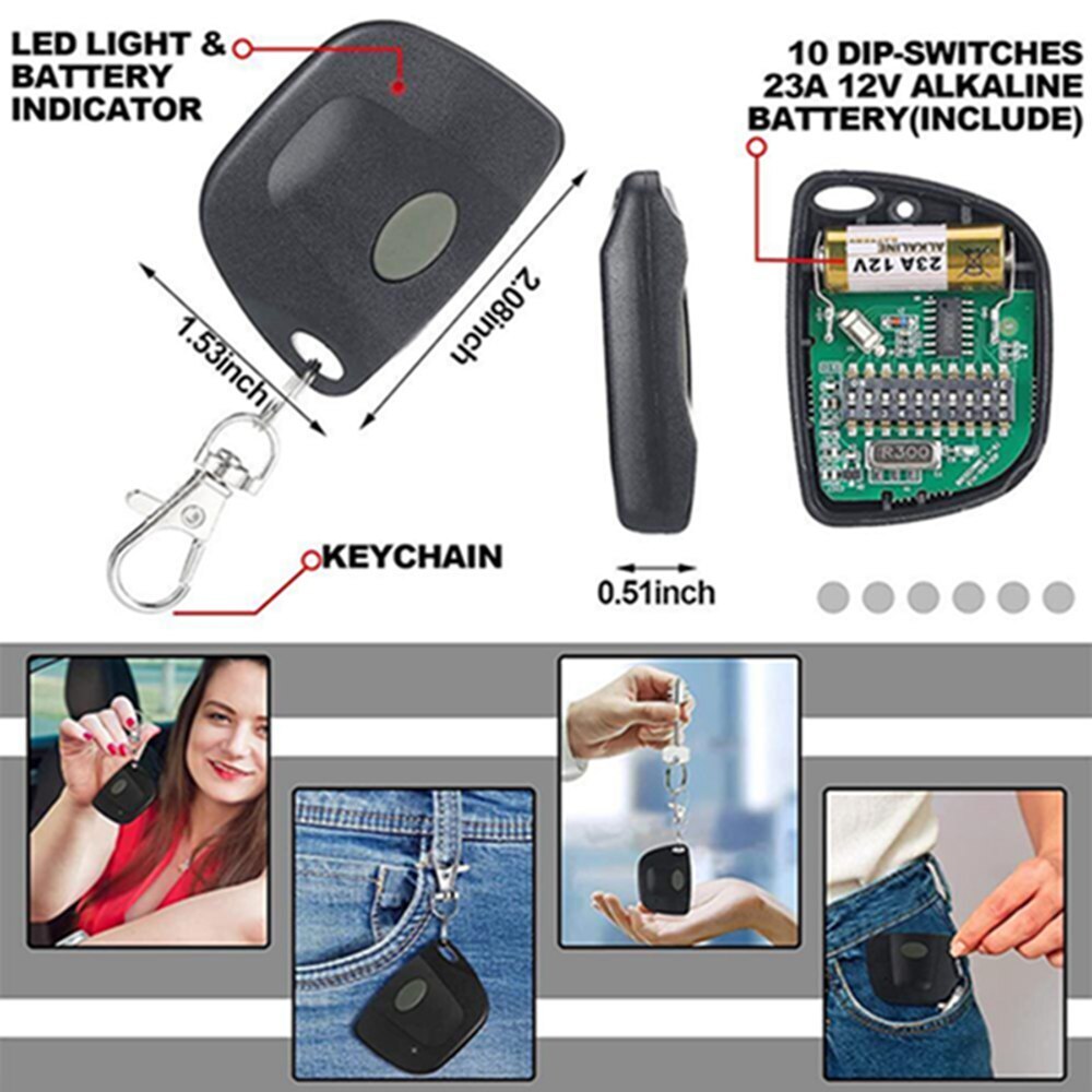For Linear MultiCode 3089 300MHz 10 Dip Switch Mini Remote Control Gate Openers