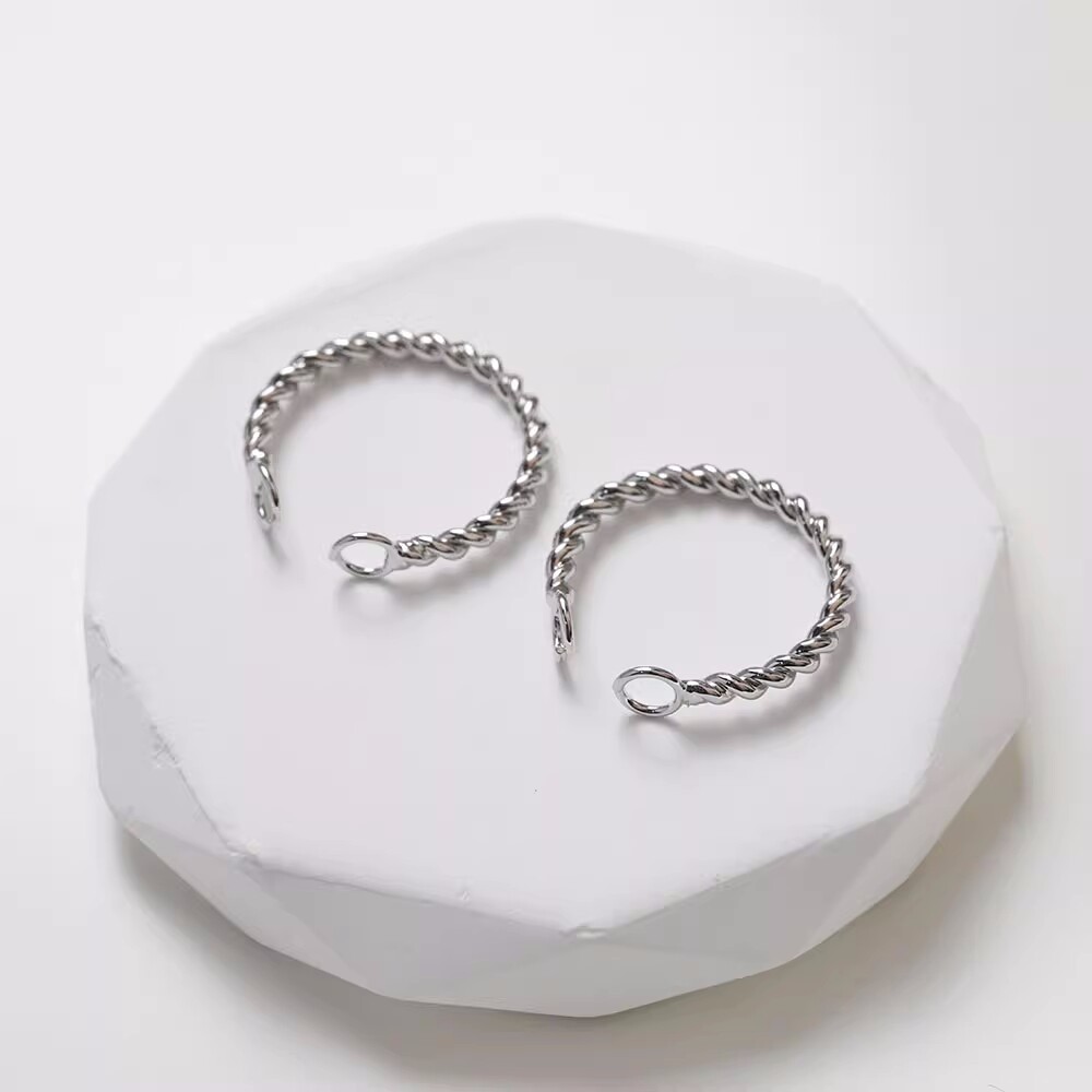 4pcs Adjustable Ring Charm With Loop,Ring Blanks,Brass Finger Ring Bases