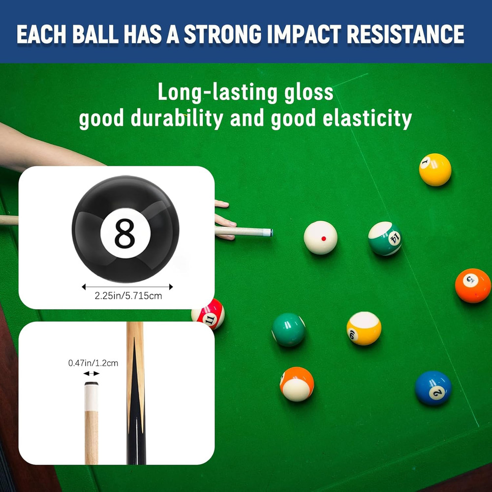 95Pcs Pool Table Accessories Set - Balls, Triangle, Rack, Cue, Chalk, Tips, Stic