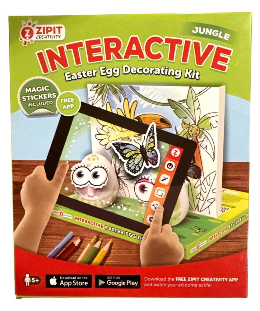 Zipit Creativity INTERACTIVE Easter Egg Decorating Kit Magic Stickers & Free App