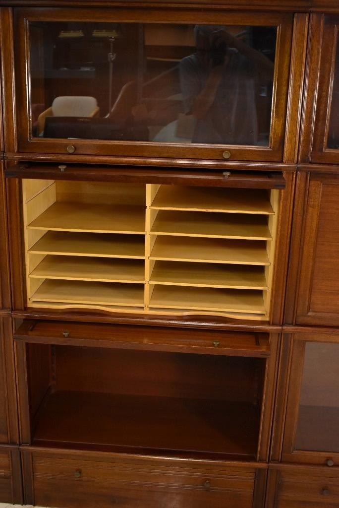 Antique Mahogany Barrister Bookcase Wall Unit Circa 1910