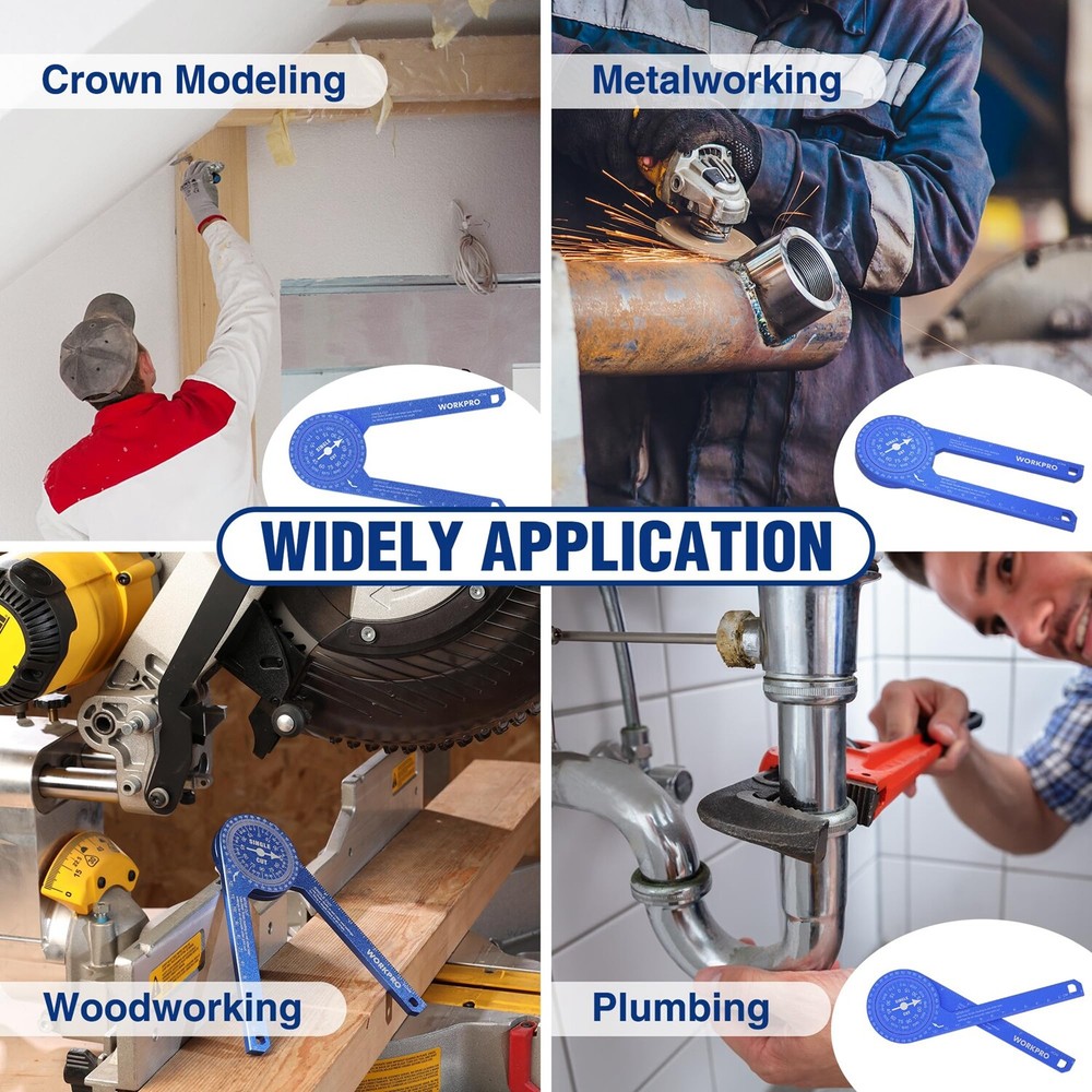 WORKPRO 7.3in Miter Saw Protractor Angle Finder Featuring Laser Engraved Scales