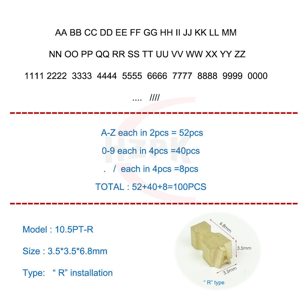 Letter Holder for Batch Coding Machine DK1100/DS1108 Solid Ink Character/Letter