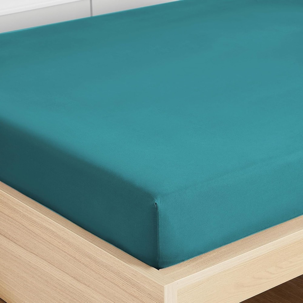 Full Size Fitted Sheet - Soft Breathable Teal Brushed Microfiber, 16 Inch Depth